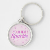 Sparkle quote glitter effect aangepaste roze tekst sleutelhanger (Voorkant)