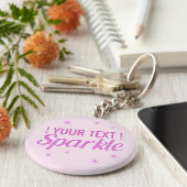 Sparkle quote glitter effect aangepaste roze tekst sleutelhanger (Zijkant)