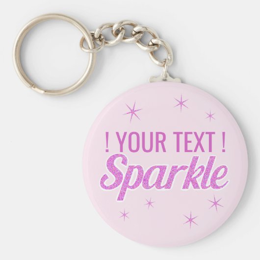 Sparkle quote glitter effect aangepaste roze tekst sleutelhanger (Voorkant)