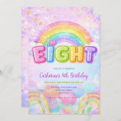 Sparkle Rainbow 8th Birthday Party Kaart (Voorkant / Achterkant)