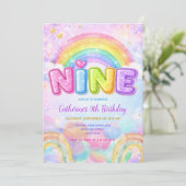 Sparkle Rainbow 9e verjaardagsfeestje Kaart (Staand voorkant)