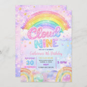 Sparkle Rainbow Cloud Nine Birthday Party Kaart (Voorkant / Achterkant)