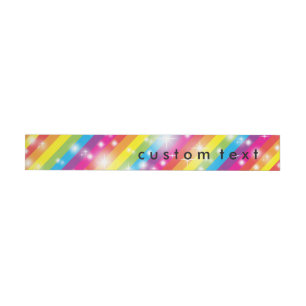 Sparkle Rainbow Glitter Gestreepte Wrap Rond Label Omwikkelbaar Adreslabel