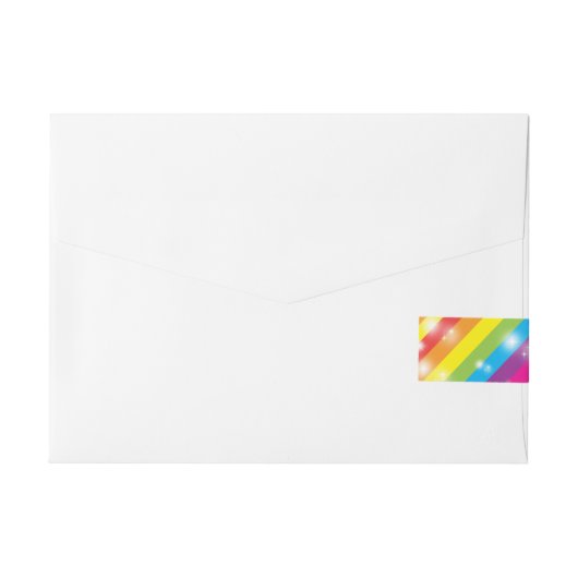 Sparkle Rainbow Glitter Gestreepte Wrap Rond Label Omwikkelbaar Adreslabel (Achterkant)
