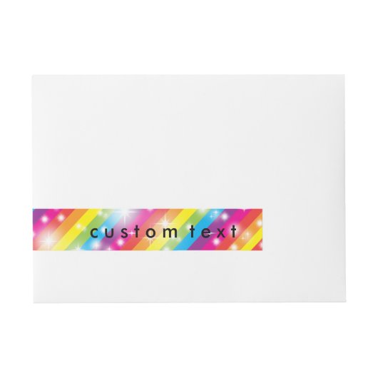 Sparkle Rainbow Glitter Gestreepte Wrap Rond Label Omwikkelbaar Adreslabel (Voorkant)