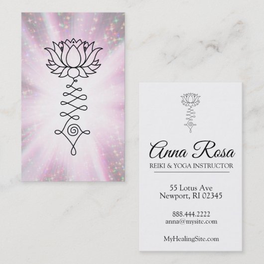*~* Sparkle Rays Reiki Energy Healing Lotus Visitekaartje (Voorkant / Achterkant)