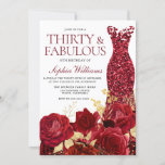 Sparkle Red Dress Rozen Gold Leaf 30th Birthday Kaart<br><div class="desc">60 en verbluffend! Sparkle Red Dress Rozen Gold Leaf 30th Birthday Uitnodiging Zie passend collectie in Niche and Nest Store Veel bedankt</div>