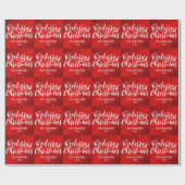 Sparkle Red Glitter Rendier Naam Kerstmis Cadeaupapier (Vlak)