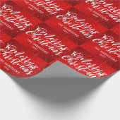Sparkle Red Glitter Rendier Naam Kerstmis Cadeaupapier (Hoek)
