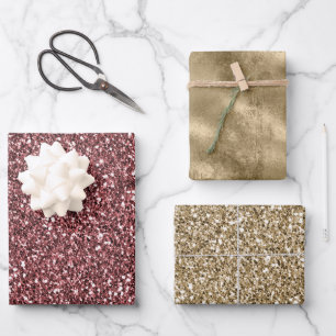 Sparkle Red Glitz Gold Glitter Inpakpapier Vel