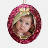 Sparkle Red/Gold Bow-foto Keramisch Ornament (Links)