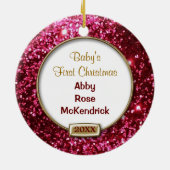 Sparkle Red/Gold Bow-foto Keramisch Ornament (Achterkant)