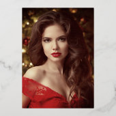 Sparkle Red Gold Dress Tiara Photo Quinceanera Folie Uitnodiging (Achterkant)