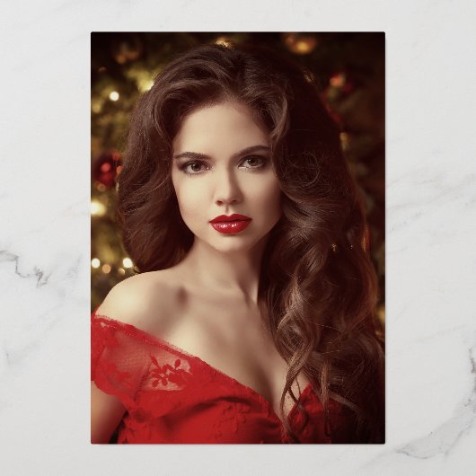 Sparkle Red Gold Dress Tiara Photo Quinceanera Folie Uitnodiging (Achterkant)