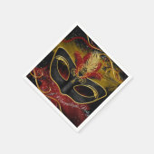 Sparkle Red & Gold Feather Mask Masquerade Servet (Hoek)