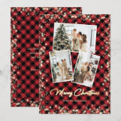 Sparkle Red Pset Glitter Foto Merry Kerstry Feestdagenkaart (Voorkant / Achterkant)