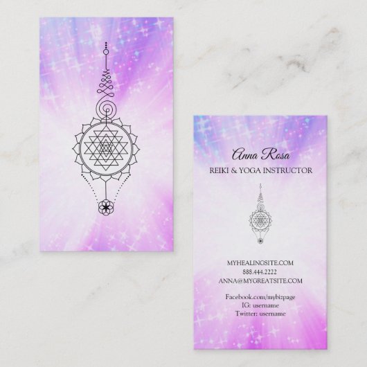 ~ Sparkle Reiki Energy Healing Rays Nirvana Visitekaartje (Voorkant / Achterkant)