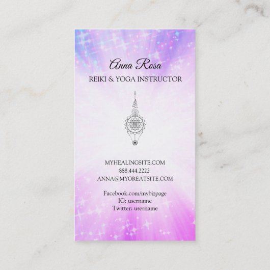 ~ Sparkle Reiki Energy Healing Rays Nirvana Visitekaartje (Achterkant)