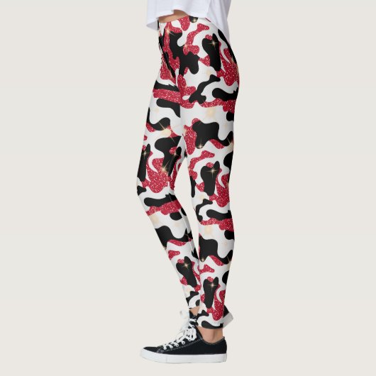 Sparkle Rood Wit Zwart Camouflage Camo Leggings (Links)