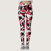 Sparkle Rood Wit Zwart Camouflage Camo Leggings (Voorkant)
