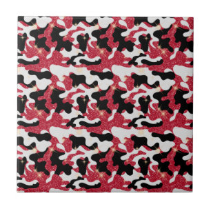 Sparkle Rood Wit Zwart Camouflage Camo Tegeltje