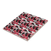 Sparkle Rood Wit Zwart Camouflage Camo Tegeltje (Zijkant)