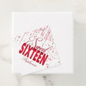 Sparkle rood, zoet 16 bedankjes labels (In situ)