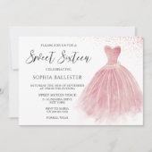 Sparkle Roos Gold Blush Gown Sweet 16 party Kaart (Voorkant)