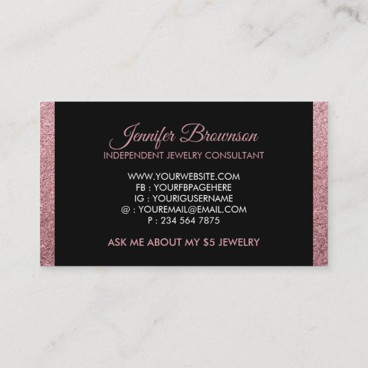 Sparkle Roos Gold Crown Juwelen Accessoires Visitekaartje (Achterkant)