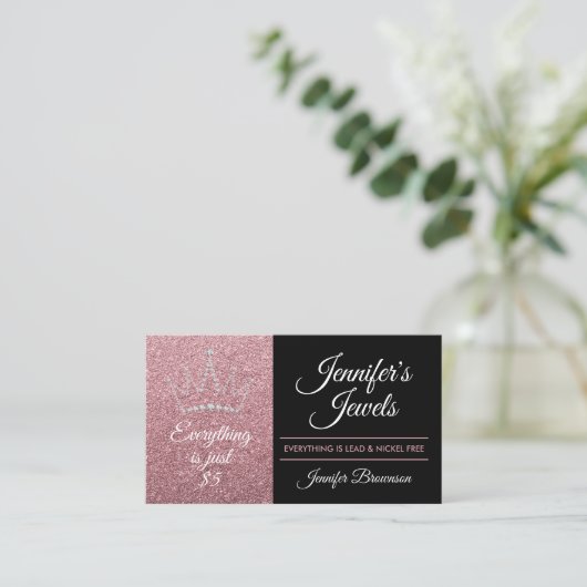 Sparkle Roos Gold Crown Juwelen Accessoires Visitekaartje (Staand voorkant)