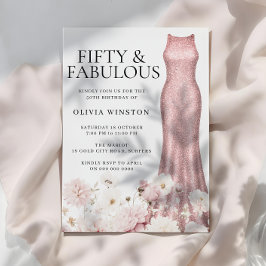 Sparkle Roos Gold Dress Blush Bloemen 50e Verjaard Kaart