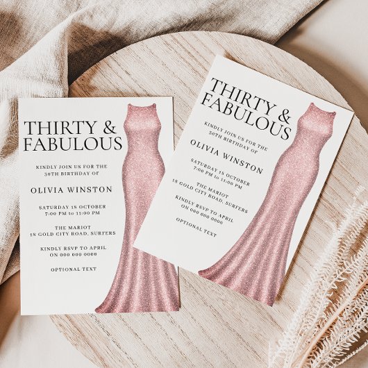 Sparkle Roos Gold Dress Vrouwen 30ste Verjaardag P Kaart