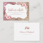 Sparkle Roos Gold Floral Website invoegen Kaart Plaatskaartje (Voorkant / Achterkant)