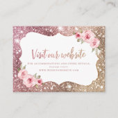Sparkle Roos Gold Floral Website invoegen Kaart Plaatskaartje (Voorkant)