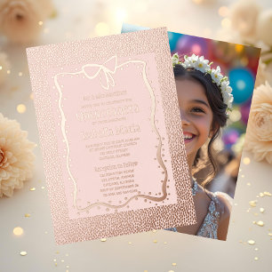 Sparkle Roos Gold Foil Quinceañera Invitation Pink Folie Feestdagenkaart