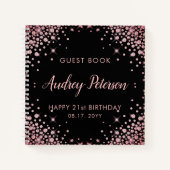 Sparkle Roos Gold Glitter 21e Verjaardag Gastenboe Notitieboek (Voorkant)