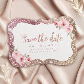 Sparkle roos gold glitter and floral Save the Date