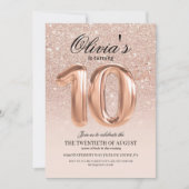 Sparkle Roos Gold Glitter Ombre 10e Verjaardag Kaart (Voorkant)