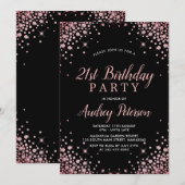Sparkle Roos Gold Glitter Zwart 21e Verjaardag Kaart (Voorkant / Achterkant)