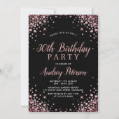 Sparkle Roos Gold Glitter Zwart 30e Verjaardag Kaart (Voorkant)