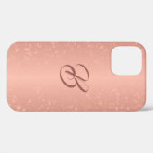 Sparkle Roos Gold Kijk Monogrammed iPhone Case (Achterkant (horizontaal))