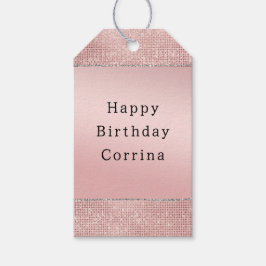 Sparkle Roos Goud Glam Bruin Glitter Cadeaulabel