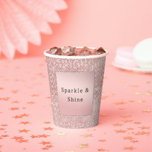 Sparkle Roos Goud Glam Bruin Glitter Papieren Bekers