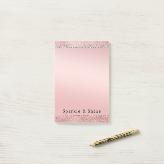 Sparkle Roos Goud Glam Bruin Glitter Post-it® Notes (Op bureau)