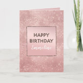 Sparkle Roos Goud Glam Bruin Glitter Verjaardag Kaart (Voorkant)