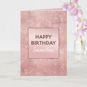 Sparkle Roos Goud Glam Bruin Glitter Verjaardag Kaart