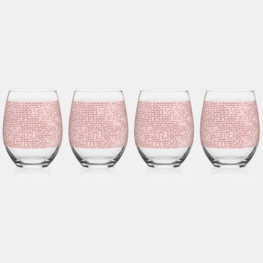 Sparkle Roos Goud Glam Bruin Glitter Wijnglas Zonder Voet (Voorkant)