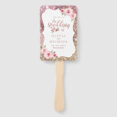 Sparkle roos gouden glitter bloemenbruiloft progra handwaaier (Voorkant)