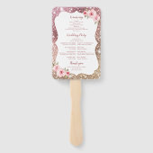 Sparkle roos gouden glitter bloemenbruiloft progra handwaaier (Achterkant)