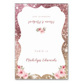 Sparkle roos gouden glitter bloemenplaatskaart kaart (Voorkant)